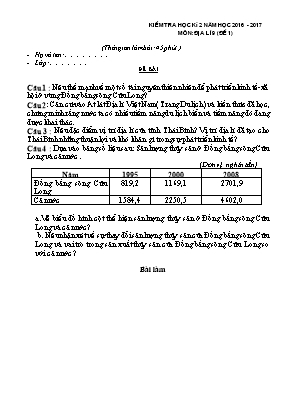 Đề và đáp án kiểm tra học kì II Địa lí lớp 9 - Năm học 2016-2017